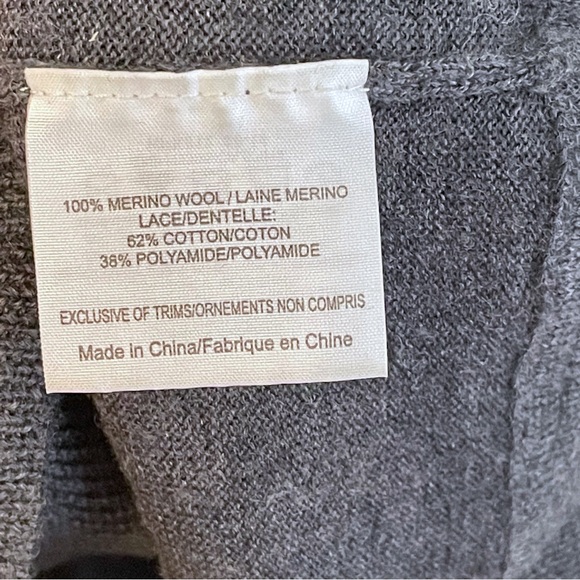 TORY BURCH | Merino Wool Kammy Crewneck Sweater Lace Sleeves Women’s Size Small - Picture 6 of 8